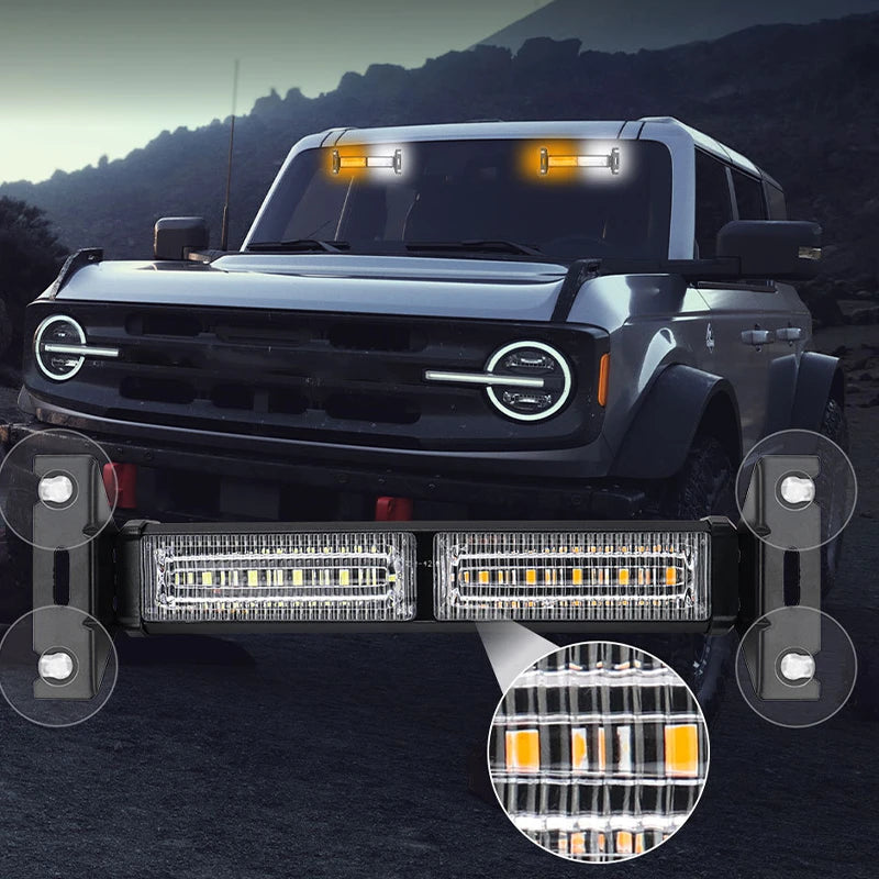Suction-Mount LED Strobe Warning Light Bar