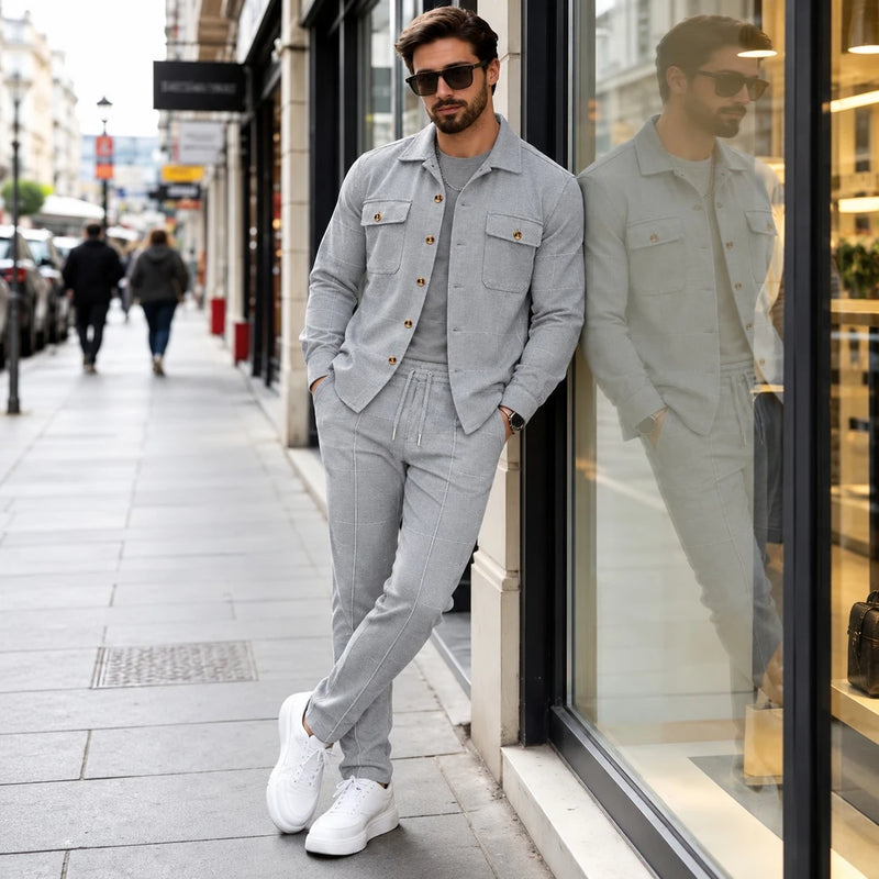 Men's Summer Button Down Shirt and Pants Set