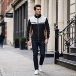 Color Block Stand Collar Jacket