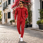 Men's Summer Button Down Shirt and Pants Set
