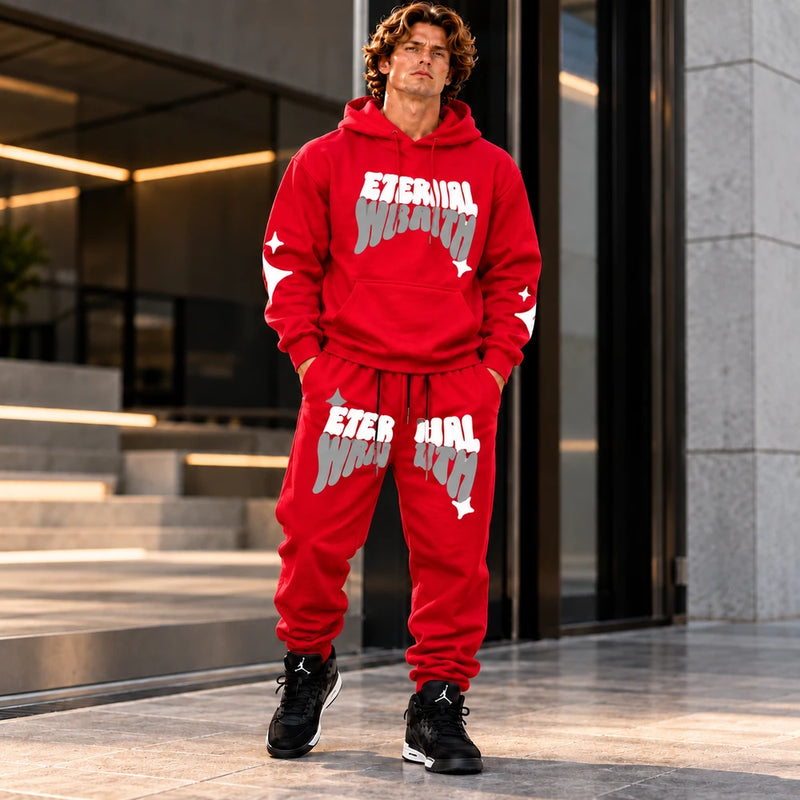 Graphic Hoodie And Jogger Tracksuit Set
