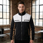 Color Block Stand Collar Jacket