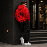 Spider-Print Casual Hoodie