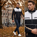 Color Block Stand Collar Jacket
